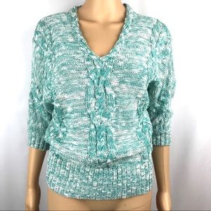 Maurices Sweater Chunky V-neck Teal Metallic Sz M
